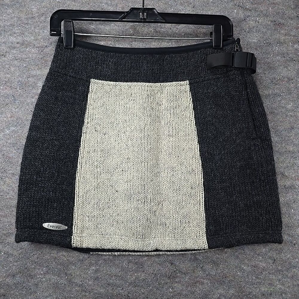 Everest Designs Wool Knit Mini Skirt Women's Sz S Color Beige/Gray